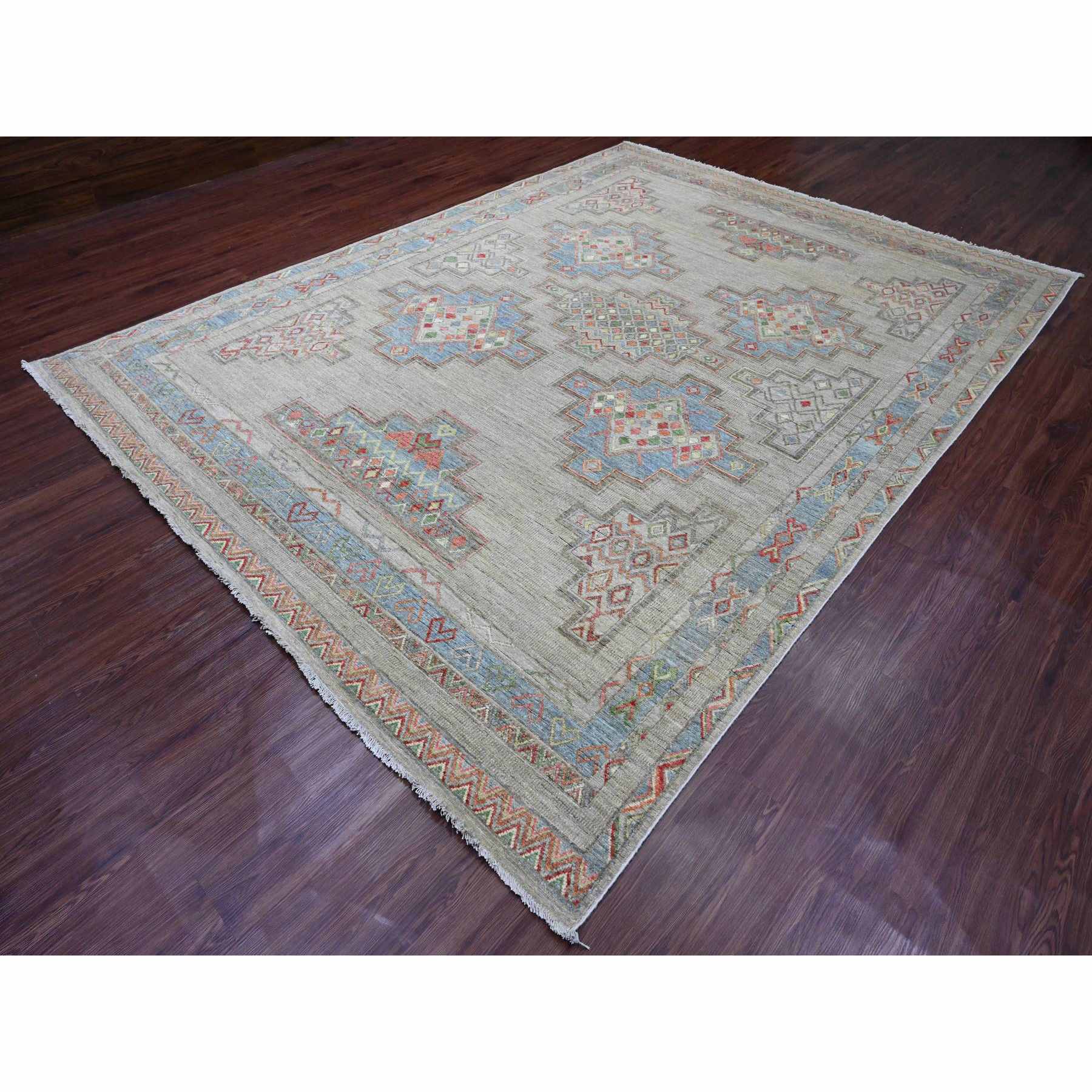 Tribal-Geometric-Hand-Knotted-Rug-103180