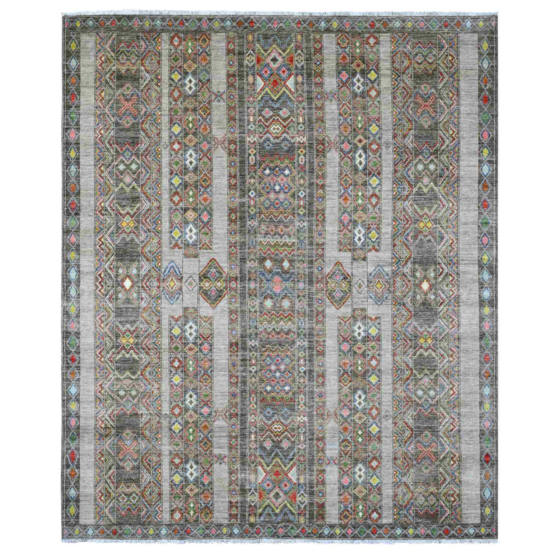 Tribal-Geometric-Hand-Knotted-Rug-103185