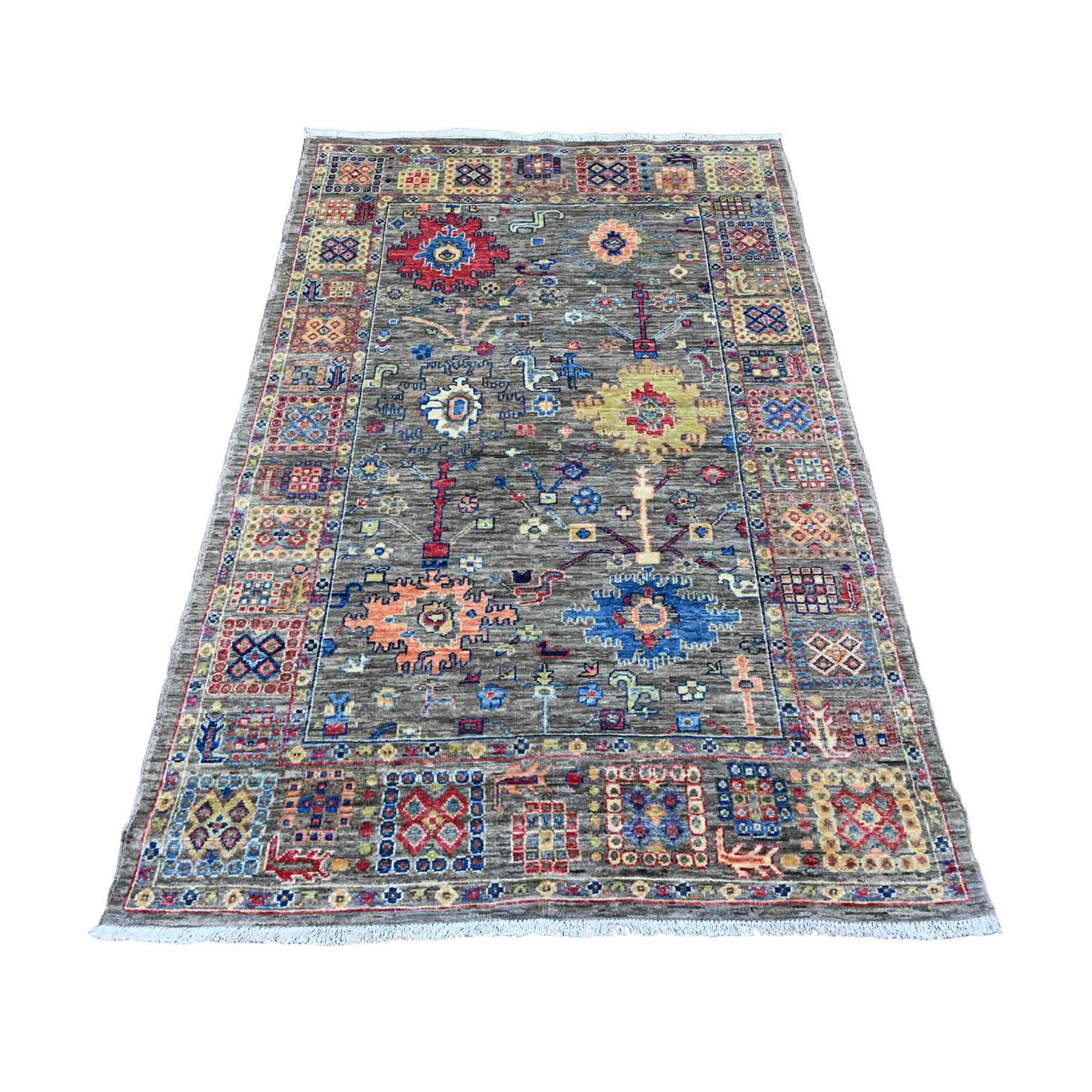 Tribal-Geometric-Hand-Knotted-Rug-103480
