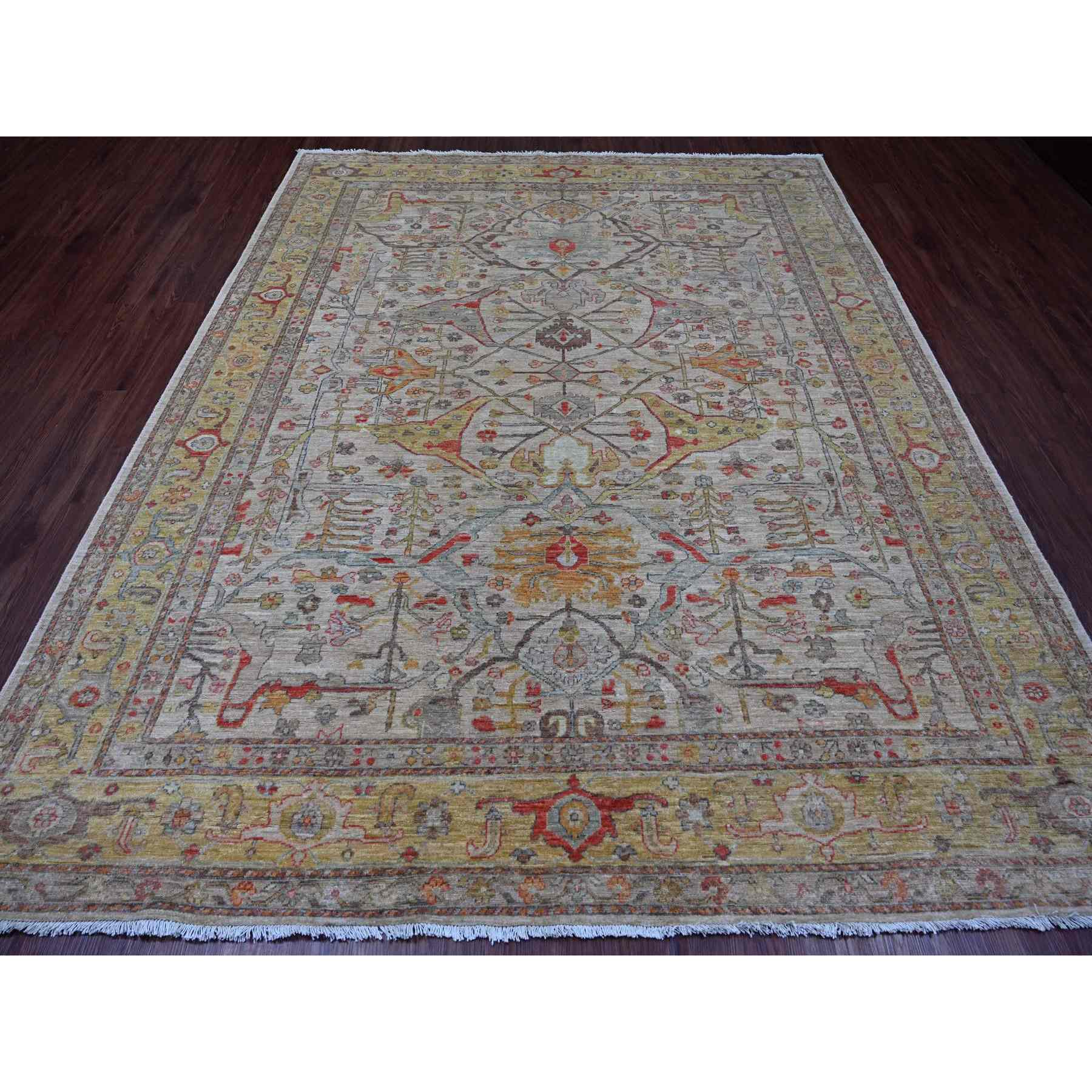 Oushak-And-Peshawar-Hand-Knotted-Rug-105255