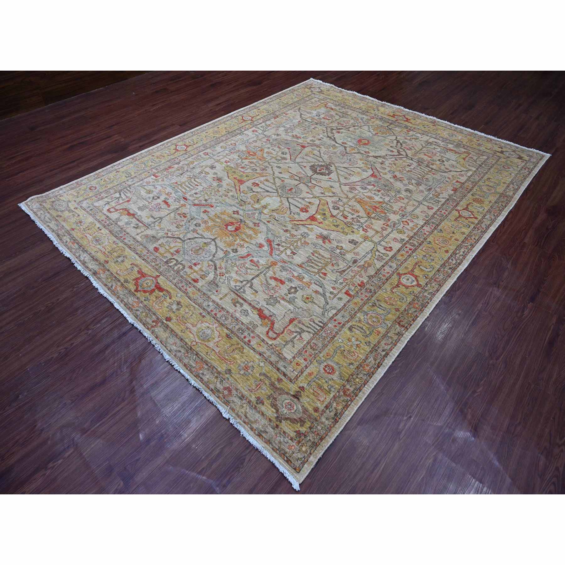 Oushak-And-Peshawar-Hand-Knotted-Rug-105255