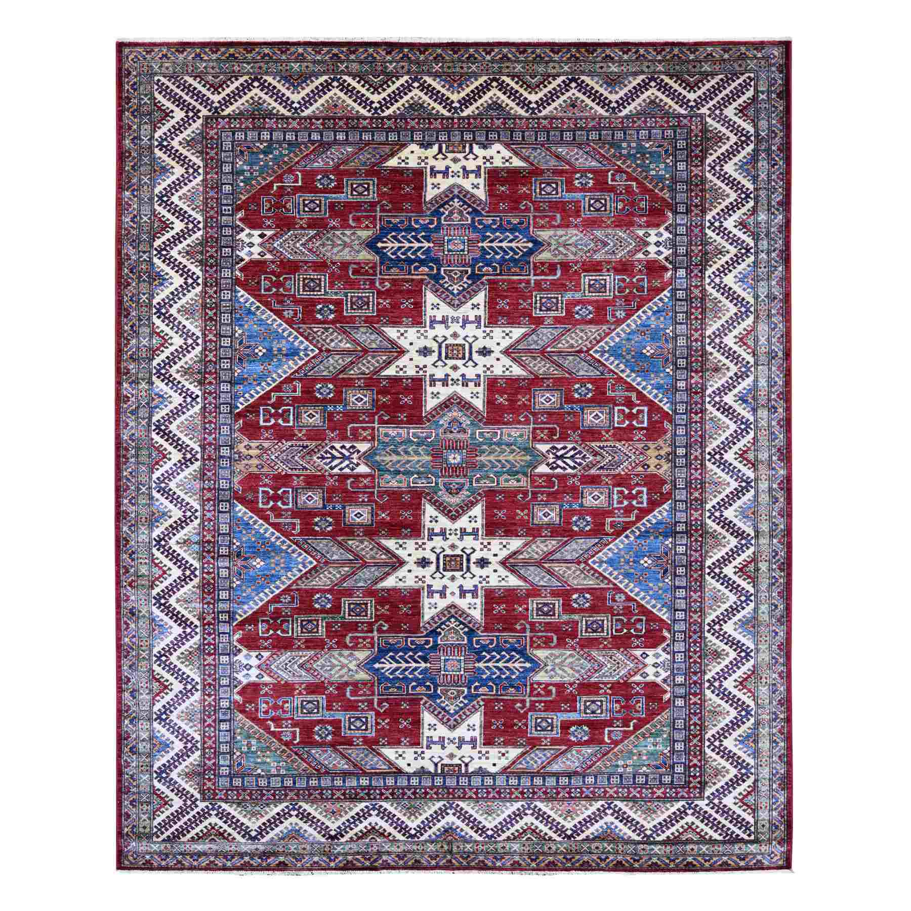 Tribal-Geometric-Hand-Knotted-Rug-106235