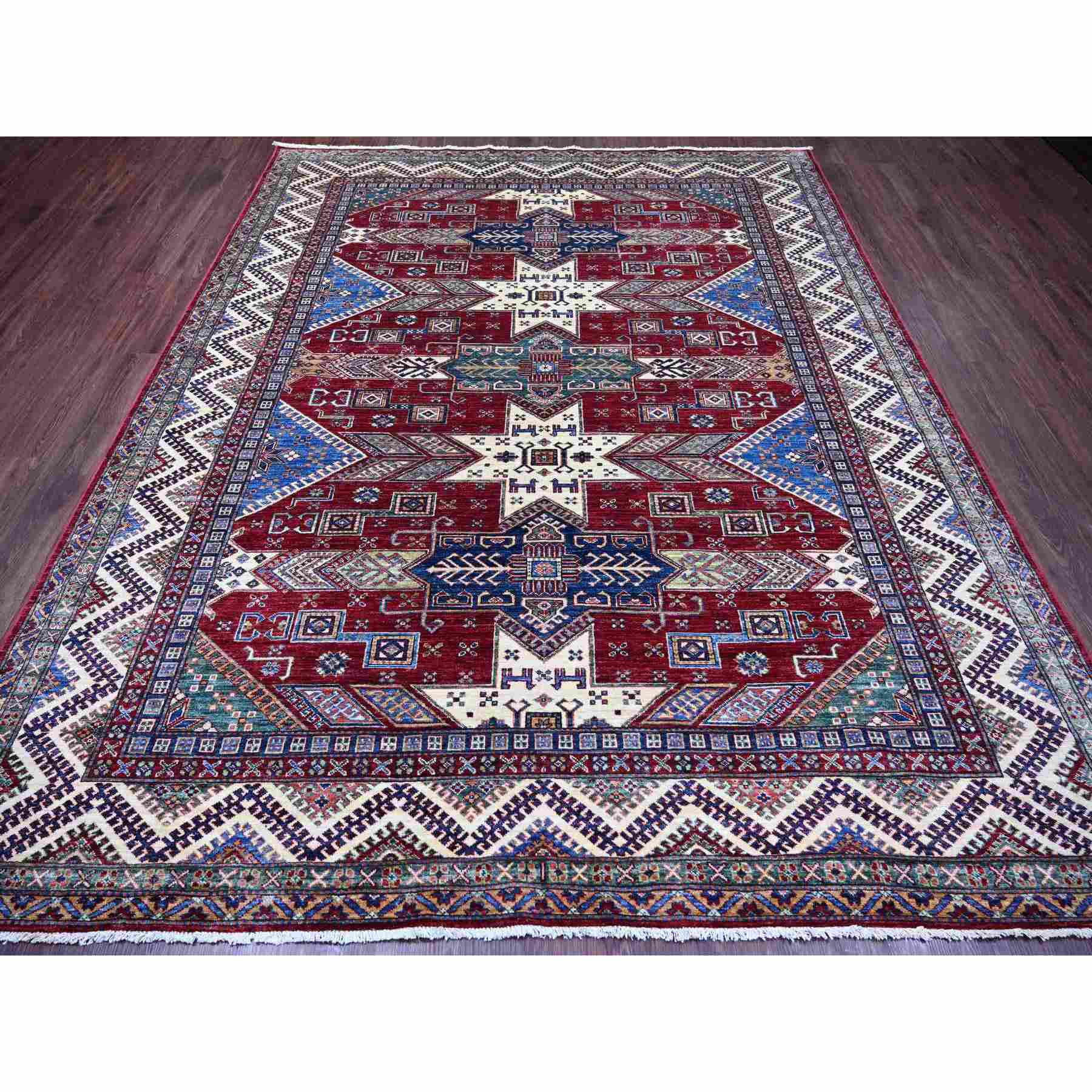 Tribal-Geometric-Hand-Knotted-Rug-106235