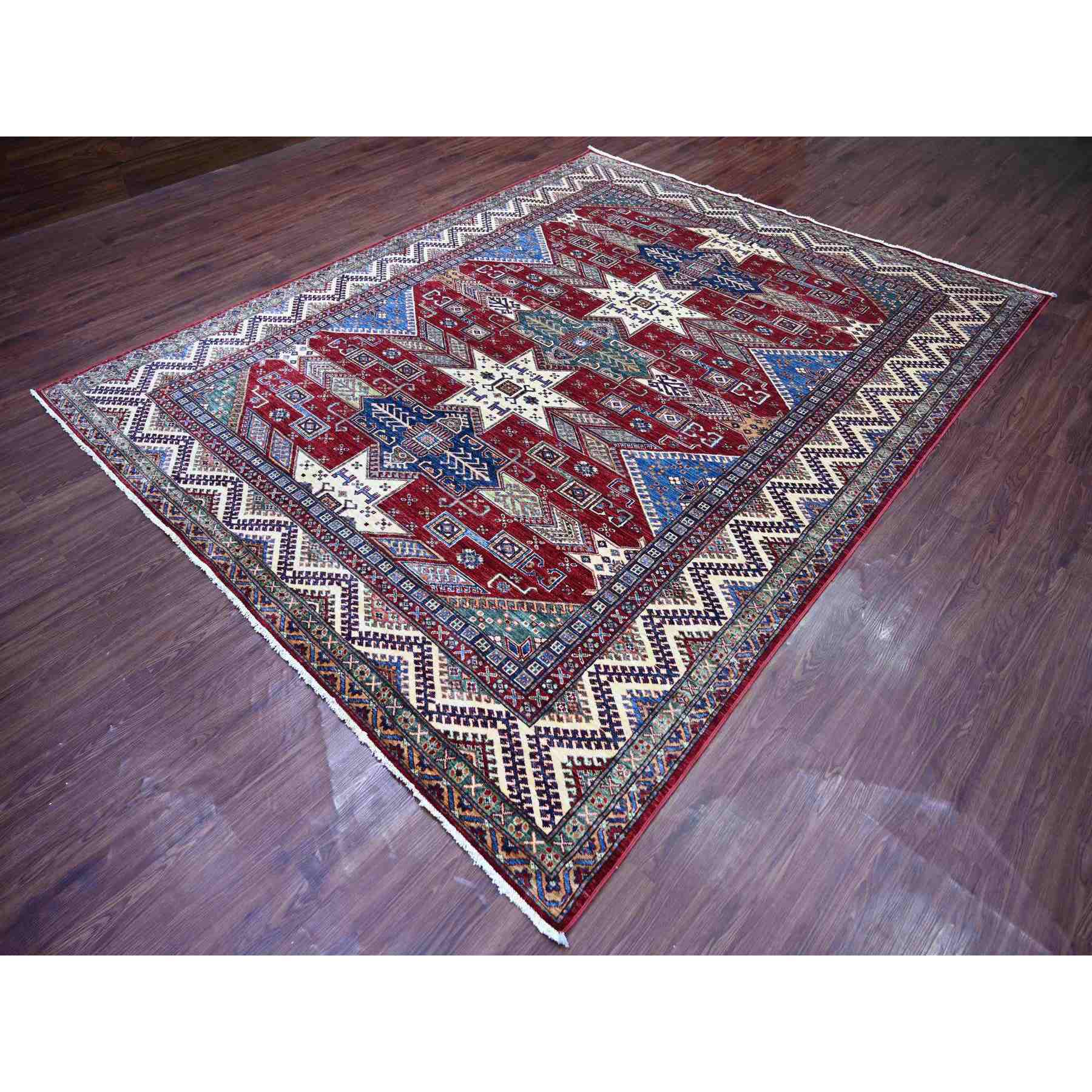Tribal-Geometric-Hand-Knotted-Rug-106235