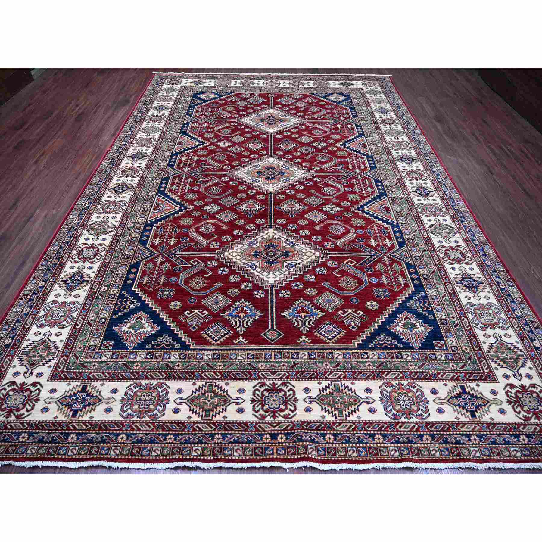 Tribal-Geometric-Hand-Knotted-Rug-106265