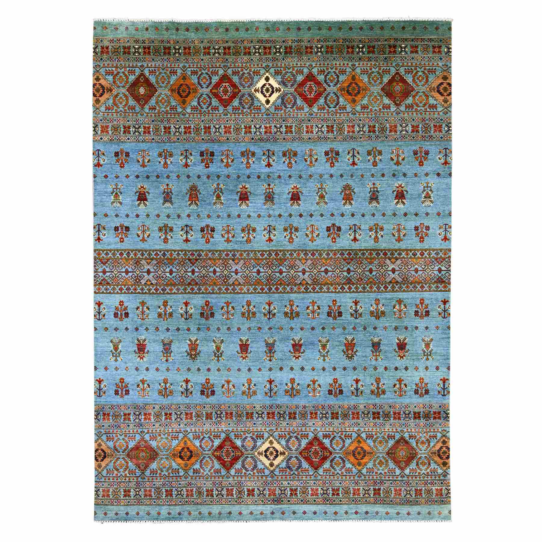 Tribal-Geometric-Hand-Knotted-Rug-106995