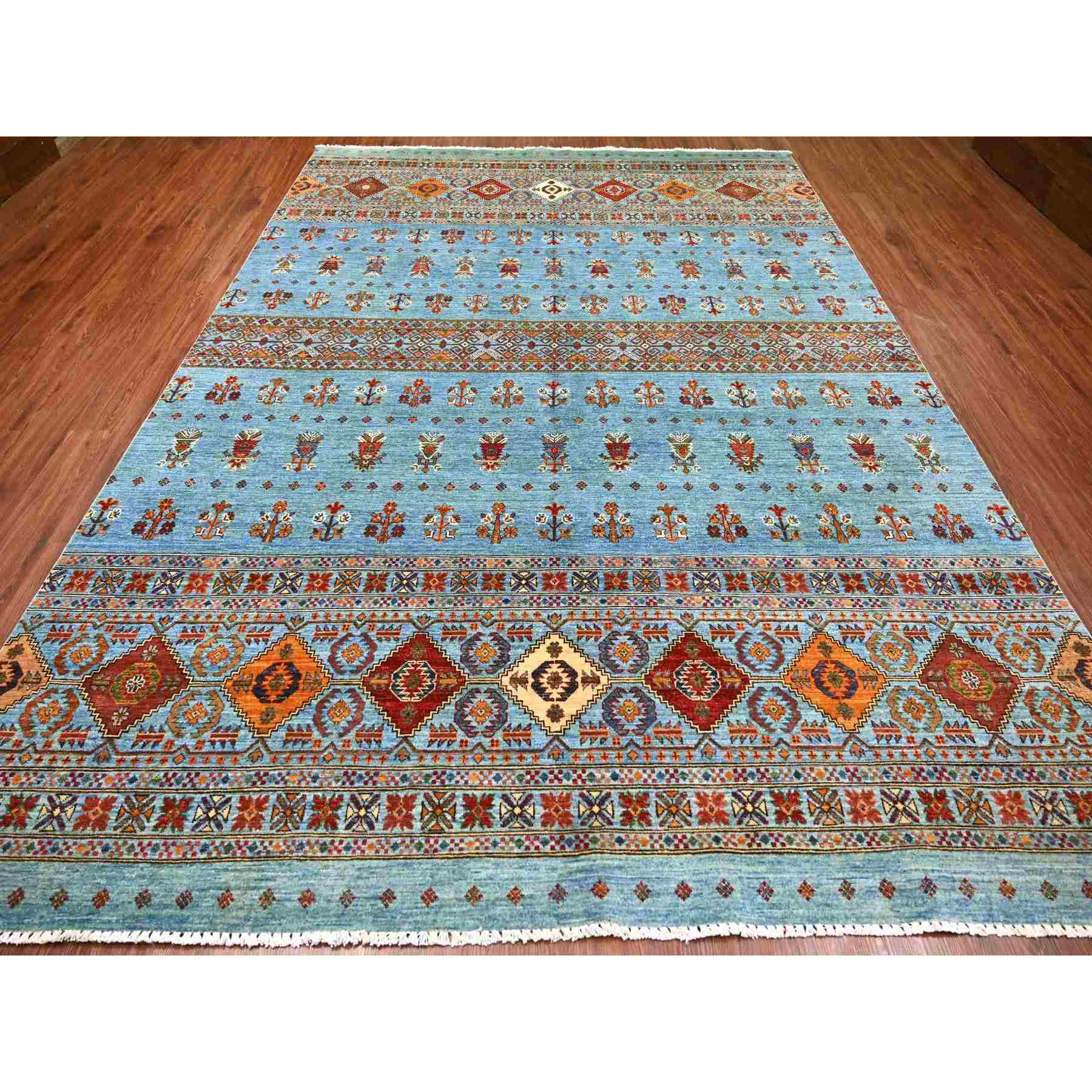 Tribal-Geometric-Hand-Knotted-Rug-106995