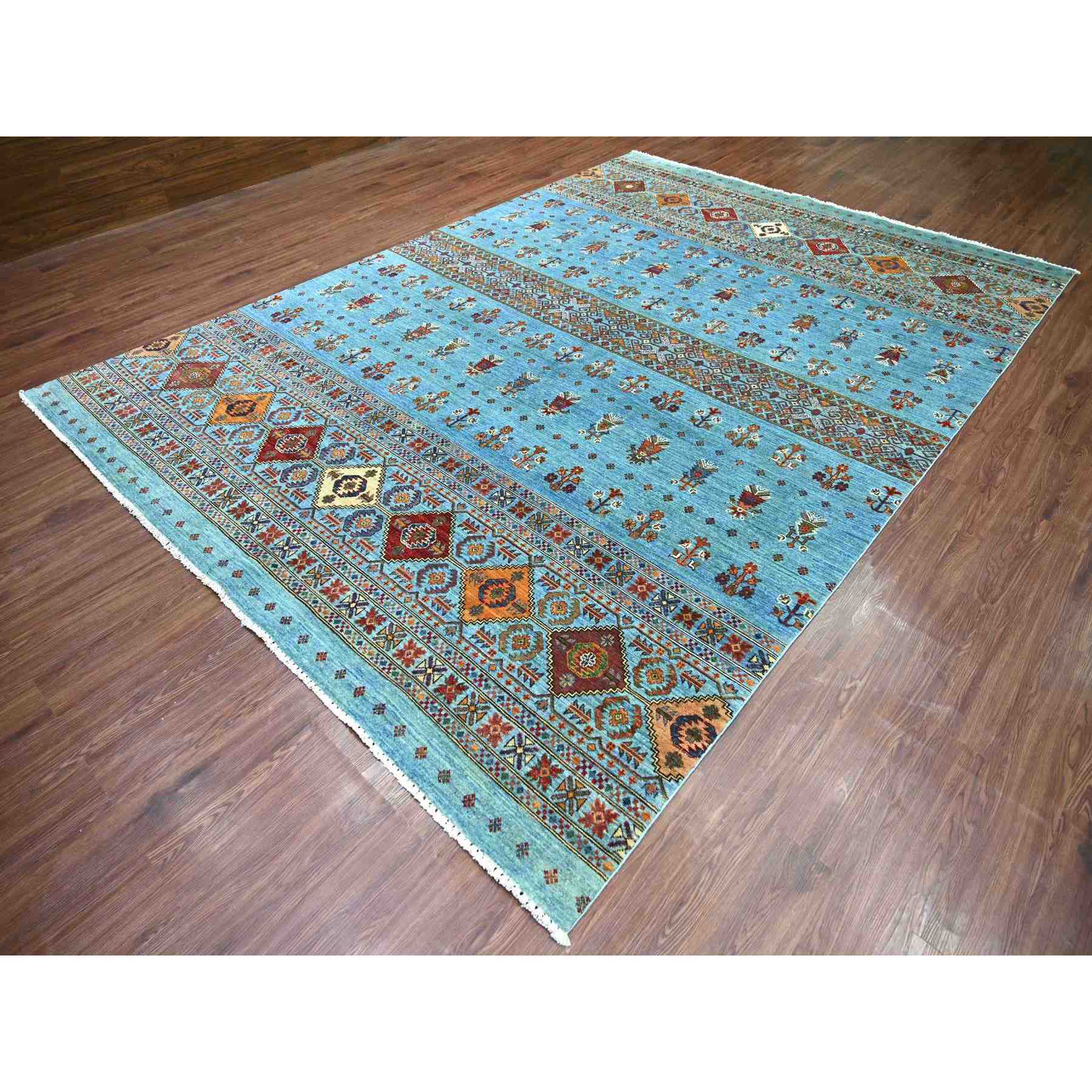 Tribal-Geometric-Hand-Knotted-Rug-106995