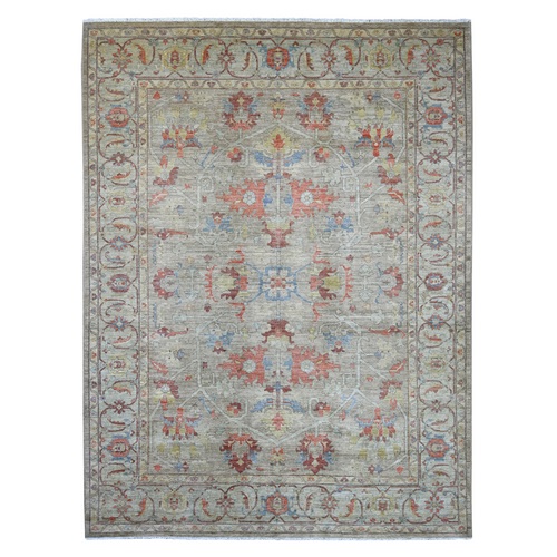 Khaki Brown, Aryana Collection, Peshawar with Ziegler Mahal Design, Hand Knotted, High Mountain Wool, Denser Weave, Oriental 