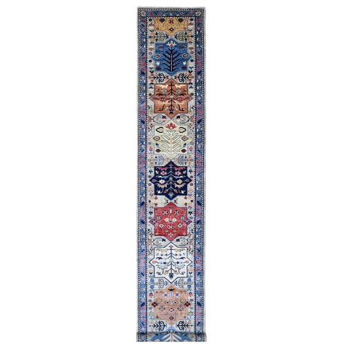 Spanish Gray, Aryana Grade, Afghan Peshawar with Caucasian Akstafa Design, Hand Knotted, High Mountain Wool, XL Runner, Oriental 