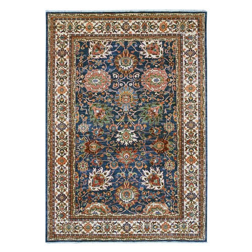 Yale Blue, Aryana Grade, Persian with All Over Design, Vegetable Dyes, High Mountain Wool, Hand Knotted, Densely Woven, Oriental 