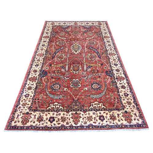 Prismatic Red, Aryana Grade, Sickle Leaf Design, Vegetable Dyes, Pure Wool, Hand Knotted, Soft Pile, Densely Woven, Oriental 