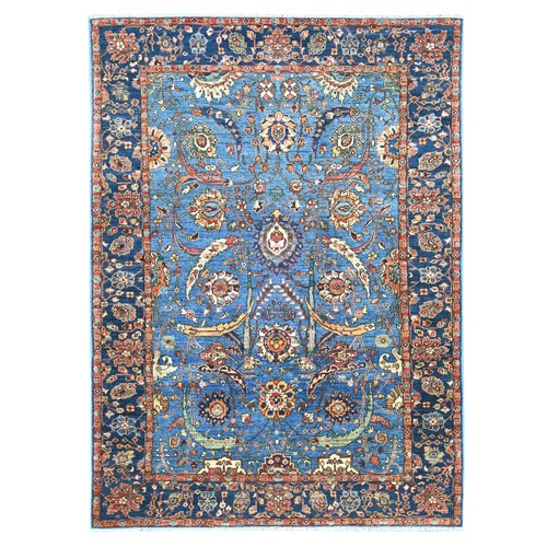 Imperial Blue, Aryana Collection, Sickle Leaf Design, Vegetable Dyes, Pure Wool, Hand Knotted, Soft Pile, Densely Woven, Oriental 