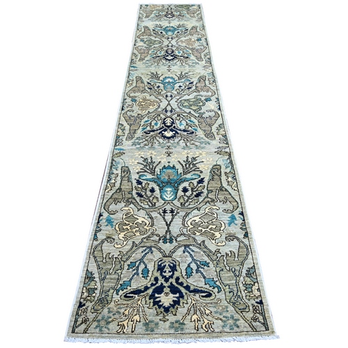 Spanish Gray, Bijar Garus Design, Aryana Grade, Vegetable Dyes, High Mountain Wool, Hand Knotted, Soft Pile, Densely Woven, Runner, Oriental 