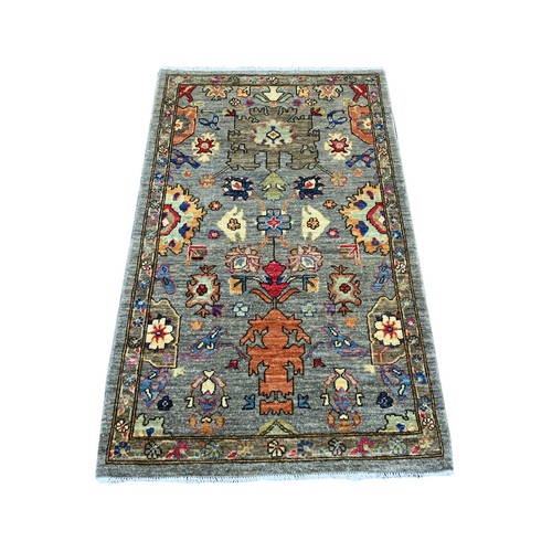 Fossil Gray, Hand Knotted, Heriz All Over Design, Aryana Grade, Vegetable Dyes, High Mountain Wool, Soft Pile, Densely Woven, Oriental Rug