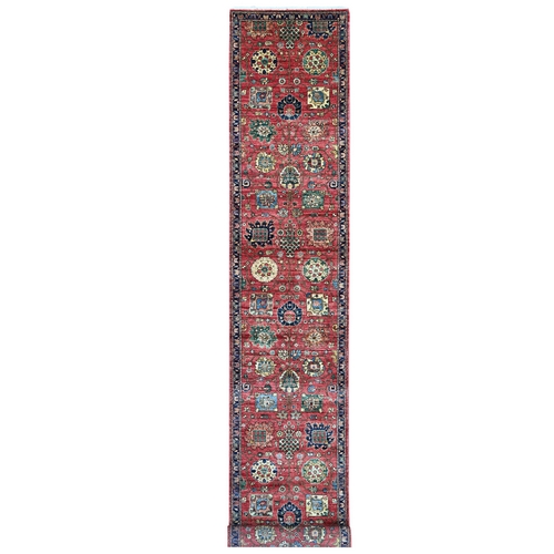 Lychee Red, Northwest Persian All Over Design, Aryana Grade, Vegetable Dyes, Soft Pile, High Mountain Wool, Hand Knotted, Densely Woven, XL Runner, Oriental Rug