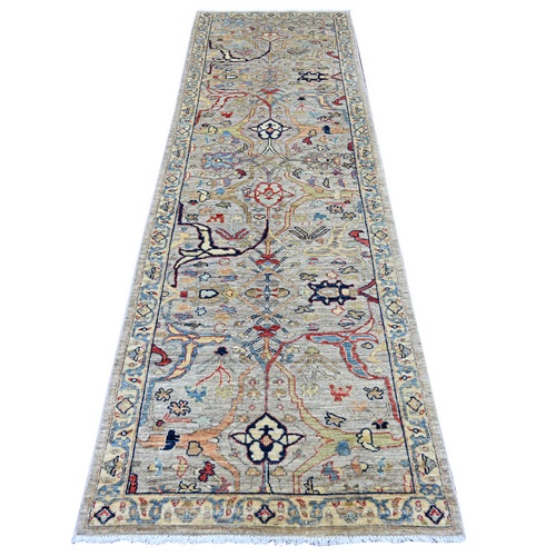 Stone Gray, Aryana Grade, Bijar Garus Design, High Mountain Wool, Hand Knotted, Vegetable Dyes, Soft Pile, Densely Woven, Runner, Oriental 