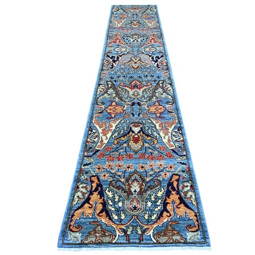 Carolina Blue, Bijar Garus Design, High Mountain Wool, Aryana Grade, Hand Knotted, Soft Pile, Vegetable Dyes, Densely Woven, Runner, Oriental 