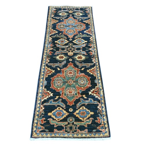 Yale Blue, Aryana Grade, Northwest Persian Design, Hand Knotted, High Mountain Wool, Soft Pile, Vegetable Dyes, Densely Woven, Narrow Runner, Oriental Yale Blue, Aryana Grade, Northwest Persian Design, Hand Knotted, High Mountain Wool, Soft Pile, Vegetable Dyes, Densely Woven, Narrow Runner, Oriental