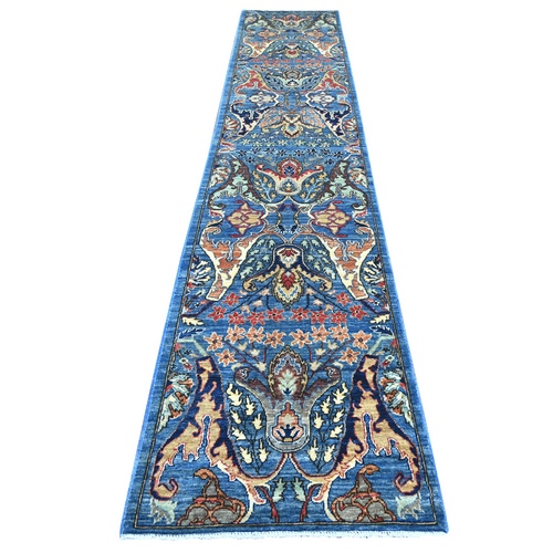 Carolina Blue, Bijar Garus Design, High Mountain Wool, Aryana Grade, Hand Knotted, Soft Pile, Vegetable Dyes, Densely Woven, Runner, Oriental 