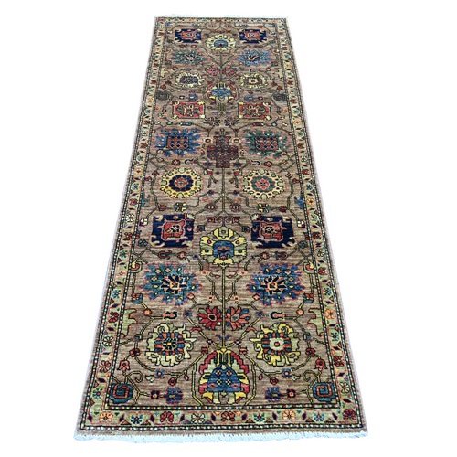 Almond Brown, Northwest Persian All Over Design, Aryana Grade, Hand Knotted, Vegetable Dyes, Soft Pile, High Mountain Wool, Densely Woven, Runner, Oriental 