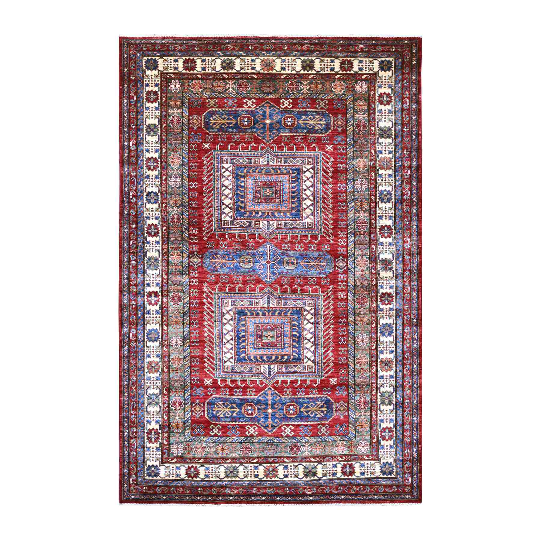 Tribal-Geometric-Hand-Knotted-Rug-107765