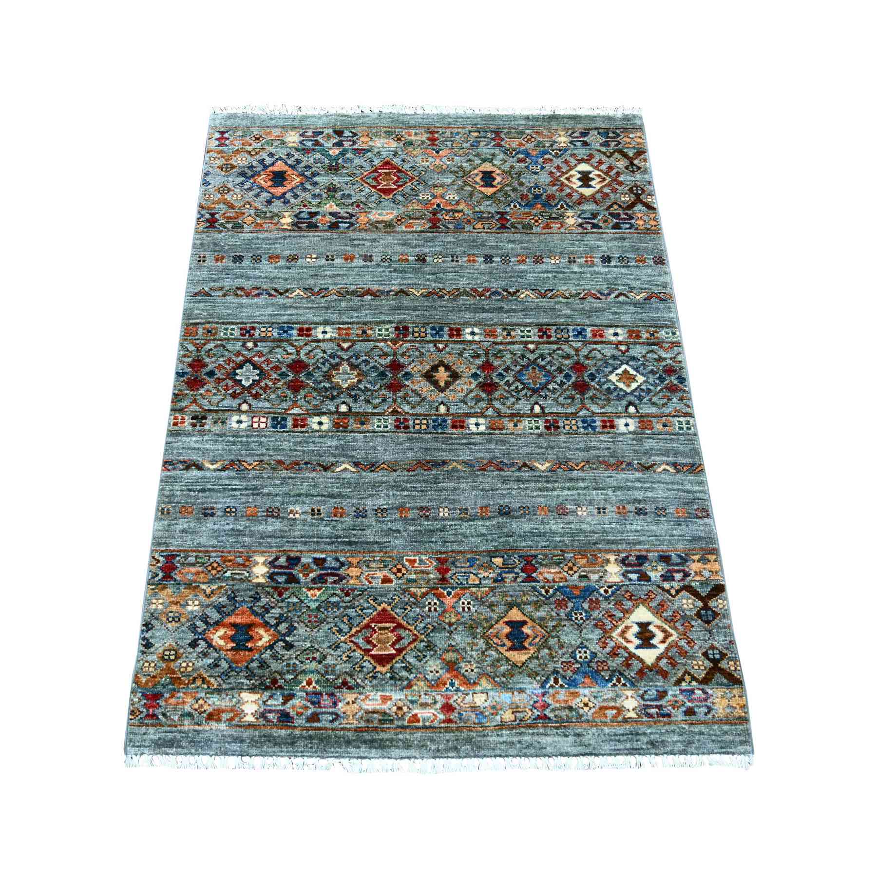 Tribal-Geometric-Hand-Knotted-Rug-108570