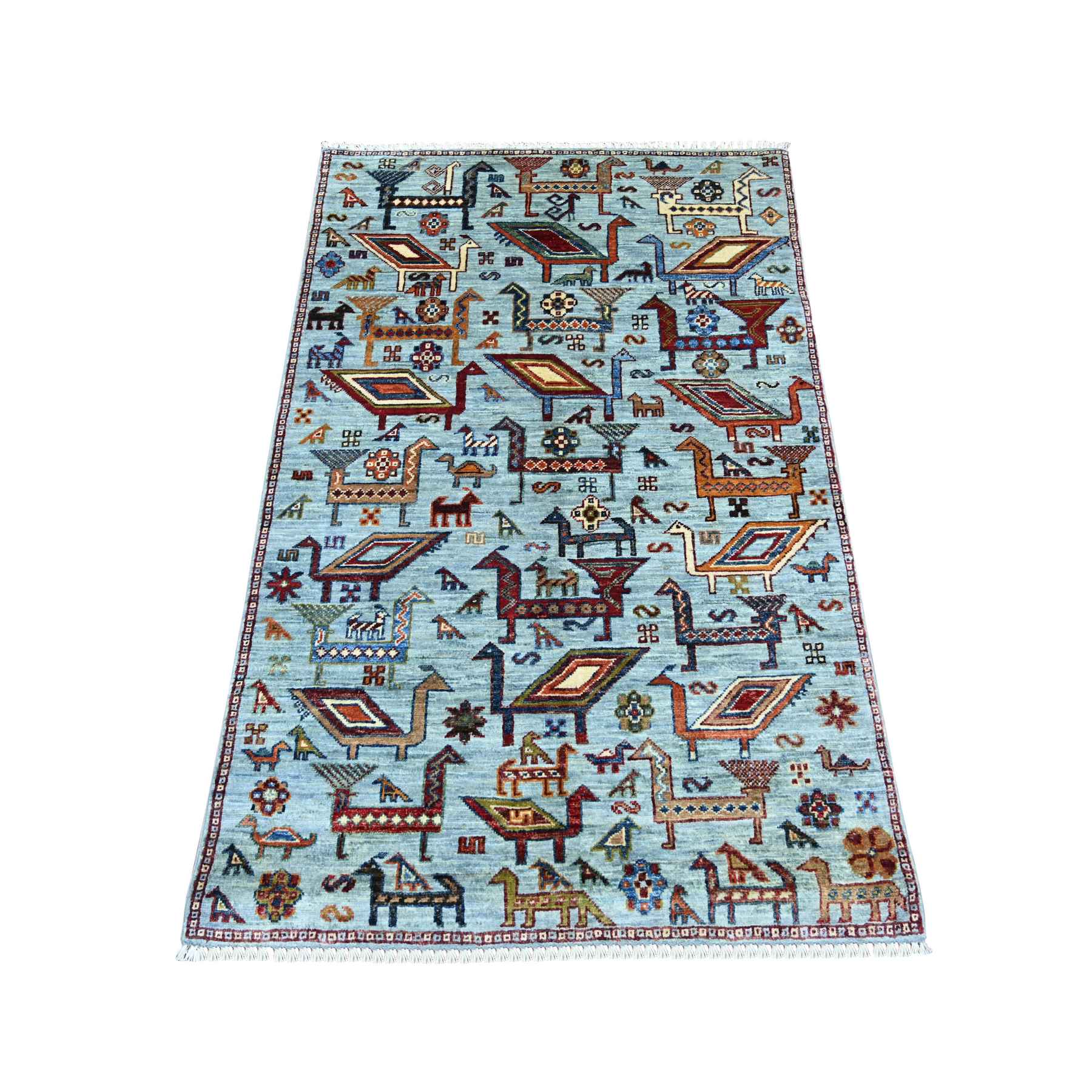 Tribal-Geometric-Hand-Knotted-Rug-109070