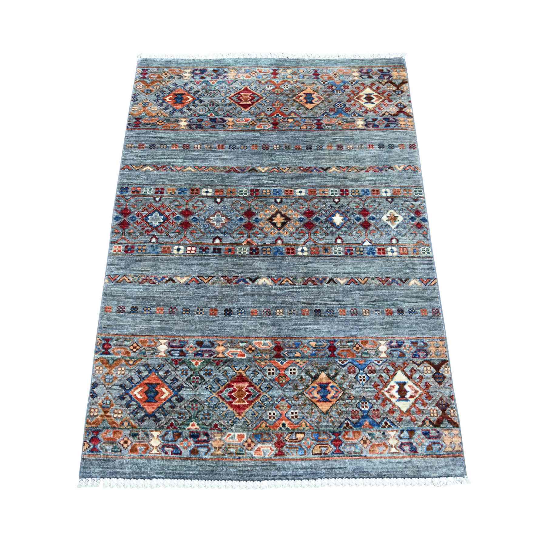 Tribal-Geometric-Hand-Knotted-Rug-109255
