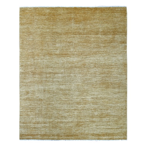 Golden Brown, Plain Solid Pattern, Hand Knotted, Hand Spun Ghazni Wool, Lush and Plush, Oriental 
