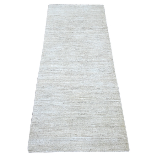 Daisy White, Plain Solid Pattern, Hand Knotted, Hand Spun Ghazni Wool, Lush and Plush, Runner, Oriental 