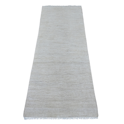 Daisy White, Plain Solid Pattern, Hand Knotted, Hand Spun Ghazni Wool, Lush and Plush, Runner, Oriental 