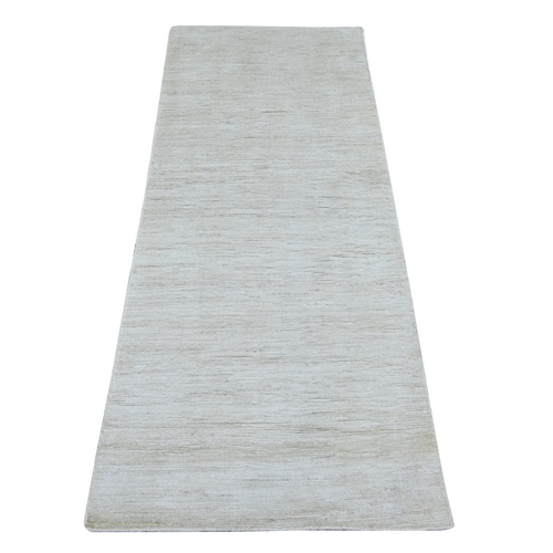 Daisy White, Plain Solid Pattern, Hand Knotted, Hand Spun Ghazni Wool, Lush and Plush, Runner, Oriental 