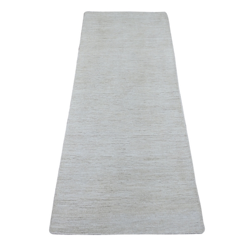 Daisy White, Plain Solid Pattern, Hand Knotted, Hand Spun Ghazni Wool, Lush and Plush, Runner, Oriental 