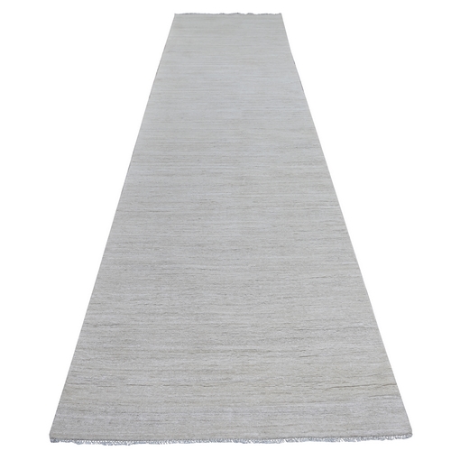 Daisy White, Plain Solid Pattern, Hand Knotted, Hand Spun Ghazni Wool, Lush and Plush, XL Runner, Oriental 