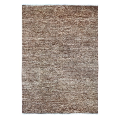 Bole Brown, Plain Solid Pattern, Hand Knotted, Hand Spun Ghazni Wool, Lush and Plush, Oriental 