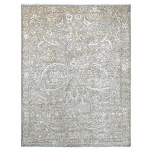 Light Brown, Peshawar with Sickle Leaf Design, Hand Knotted, High Mountain Wool, Natural Dyes, Densely Woven, Oriental 