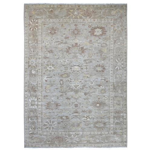 Light Gray, Peshawar with Ziegler Mahal Design, Hand Knotted, High Mountain Wool, Denser Weave, Oriental 