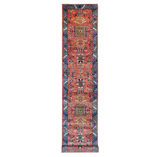 Savvy Red, Aryana Collection, Heriz All Over Design, Hand Knotted, High Mountain Wool, Soft Pile, Vegetable Dyes, Densely Woven, XL Runner, Oriental 