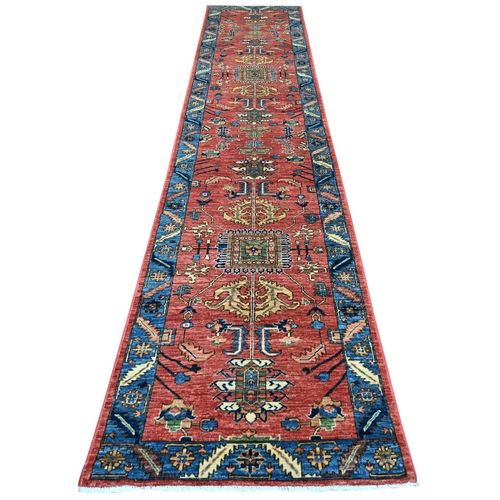 Savvy Red, Heriz All Over Design, Aryana Grade, Hand Knotted, High Mountain Wool, Soft Pile, Vegetable Dyes, Densely Woven, XL Runner, Oriental 