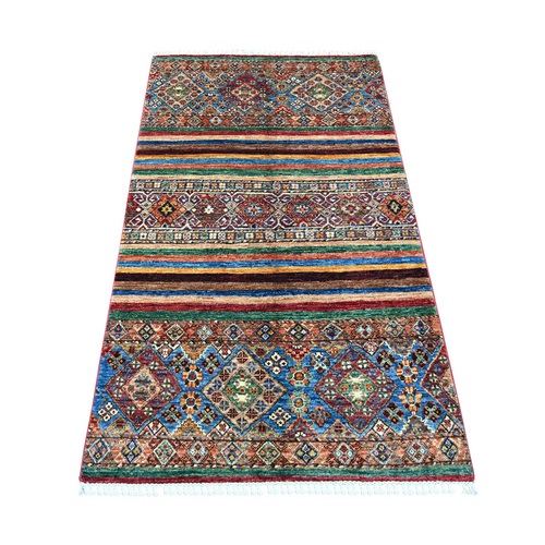 Colorful, Afghan Super Kazak with Khorjin Design, Hand Knotted, Pure Wool, Vegetable Dyes, Oriental 