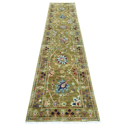 Mustard Yellow, Hand Knotted Afghan Sultani All Over Floral Pattern, Soft and Vibrant Wool, Natural Dyes, Runner, Oriental 