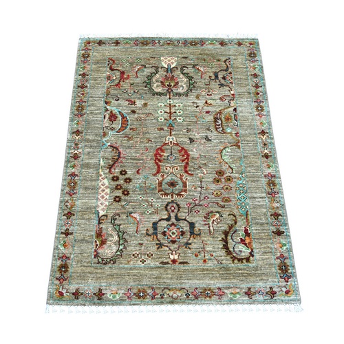 Khaki Brown, Afghan Sultani with All Over Design, Hand Knotted, Denser Weave, Vegetable Dyes, Soft Wool, Sample, Mat, Oriental 
