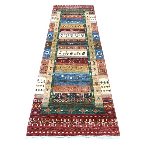 Colorful, Soft Wool, Vegetable Dyes, Fine Kashkuli Gabbeh with Small Animal Figurines, Hand Knotted, Runner, Oriental 