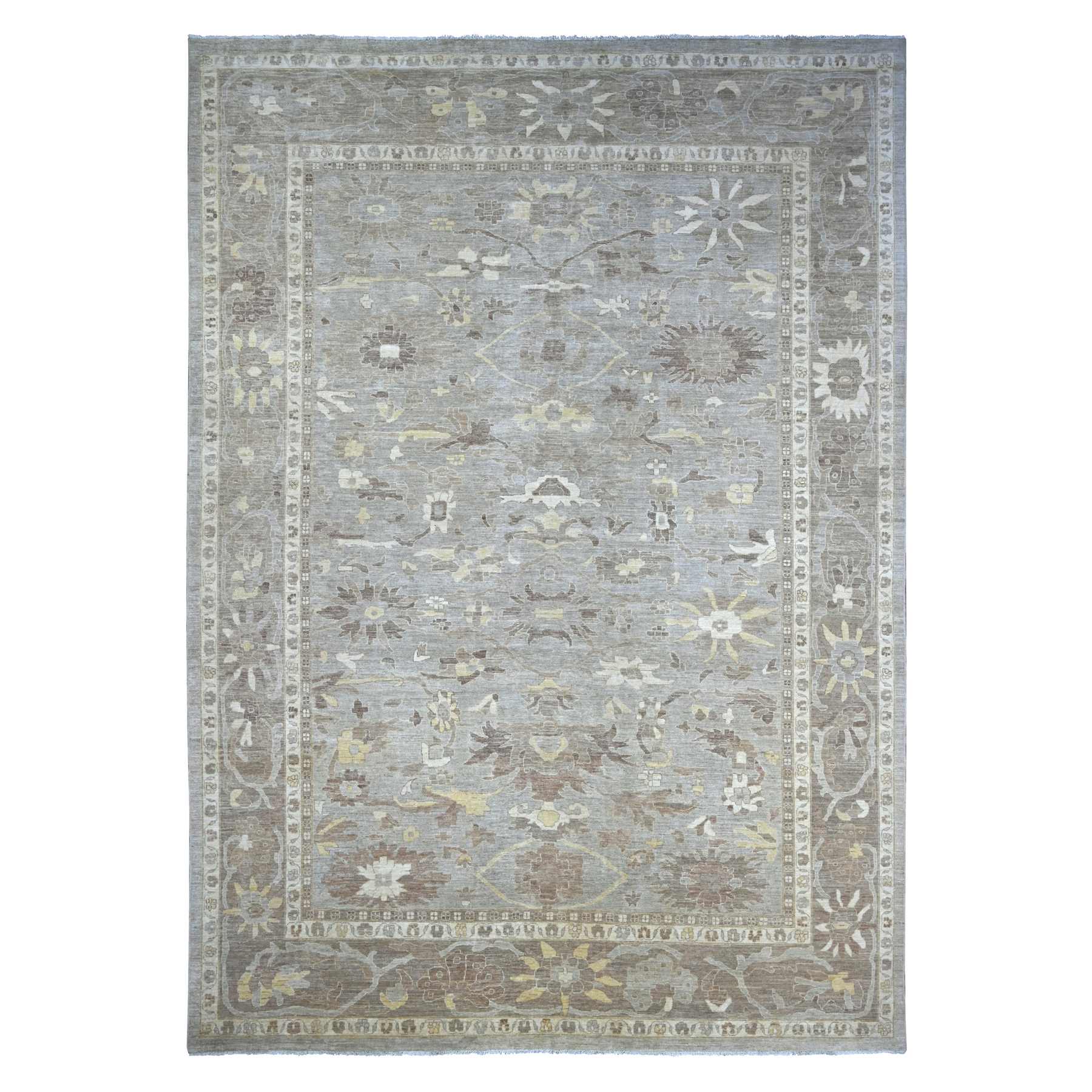 Spanish Gray, Peshawar with Ziegler Mahal Design, Hand Knotted, High ...