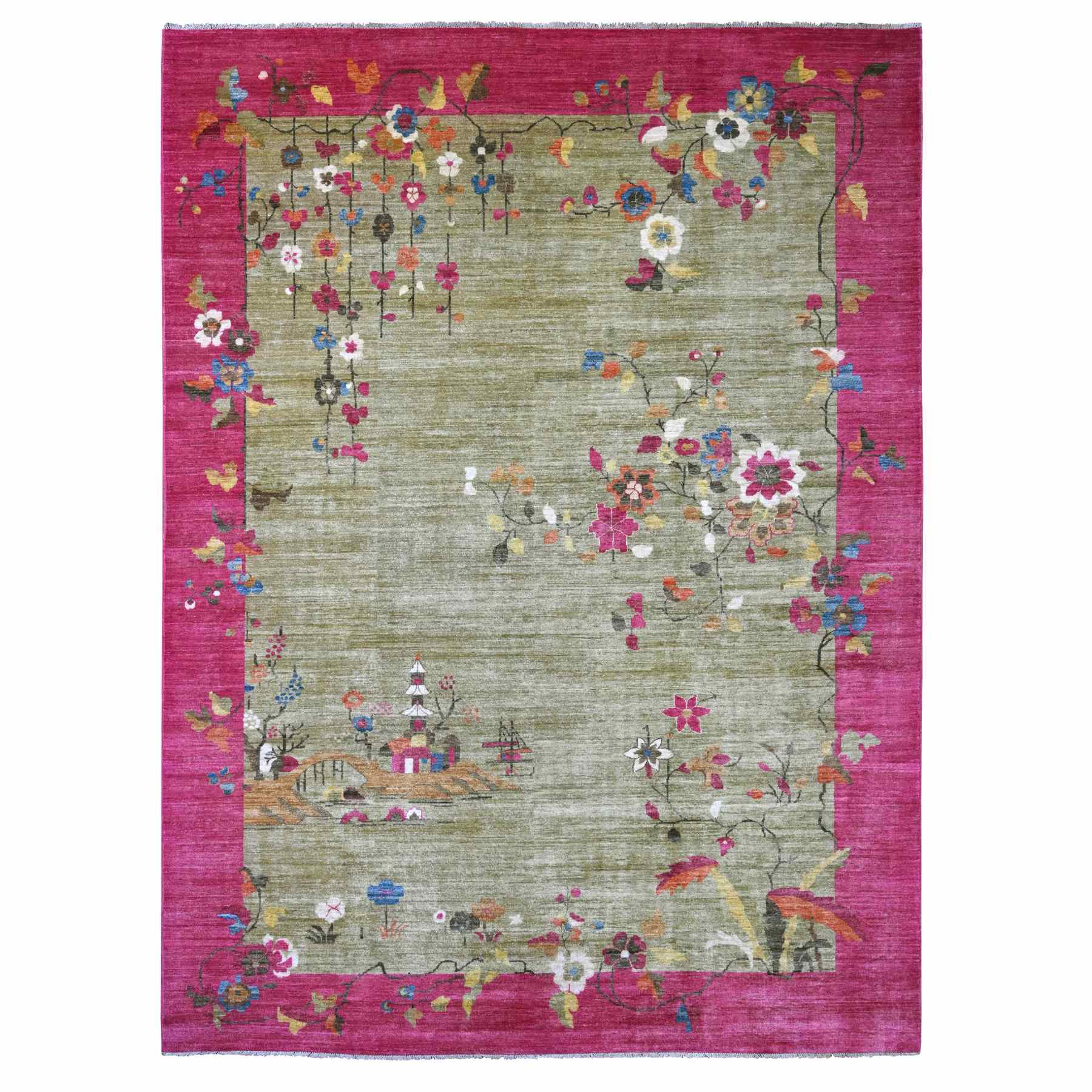Oushak-And-Peshawar-Hand-Knotted-Rug-111145
