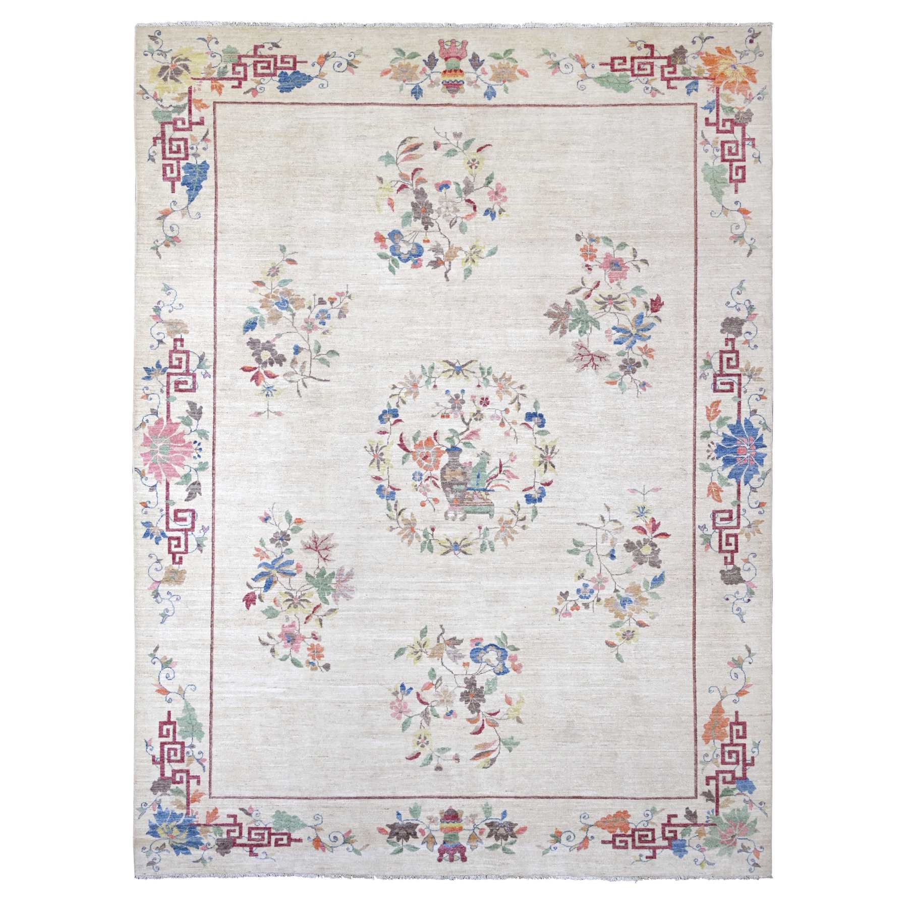 Oushak-And-Peshawar-Hand-Knotted-Rug-112130