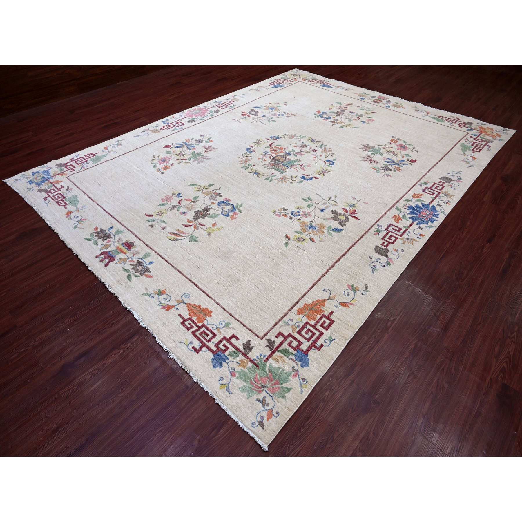 Oushak-And-Peshawar-Hand-Knotted-Rug-112130