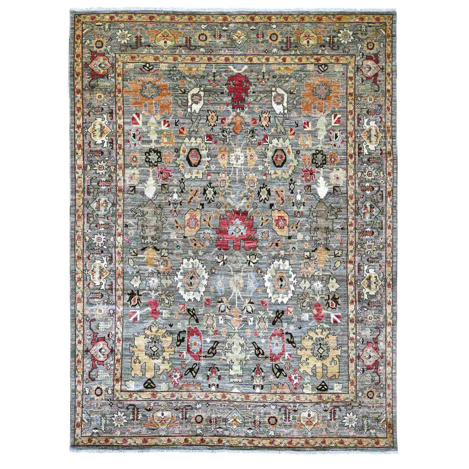 Oushak-And-Peshawar-Hand-Knotted-Rug-112285
