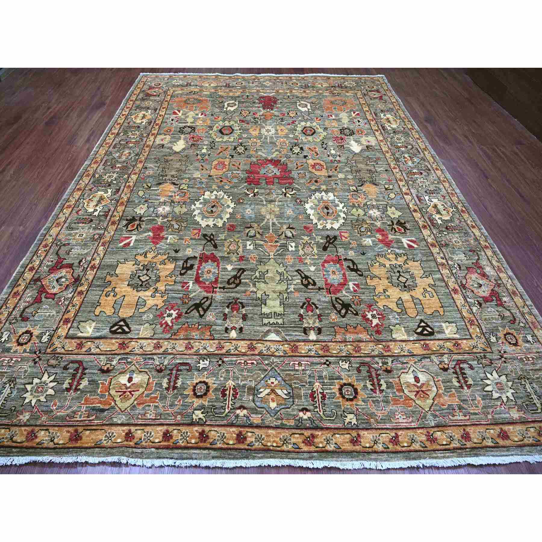 Oushak-And-Peshawar-Hand-Knotted-Rug-112285